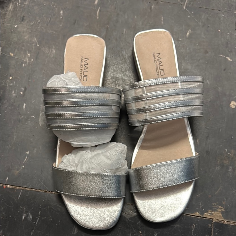 MAUD FRIZON Silver Sandals Slip-On 39